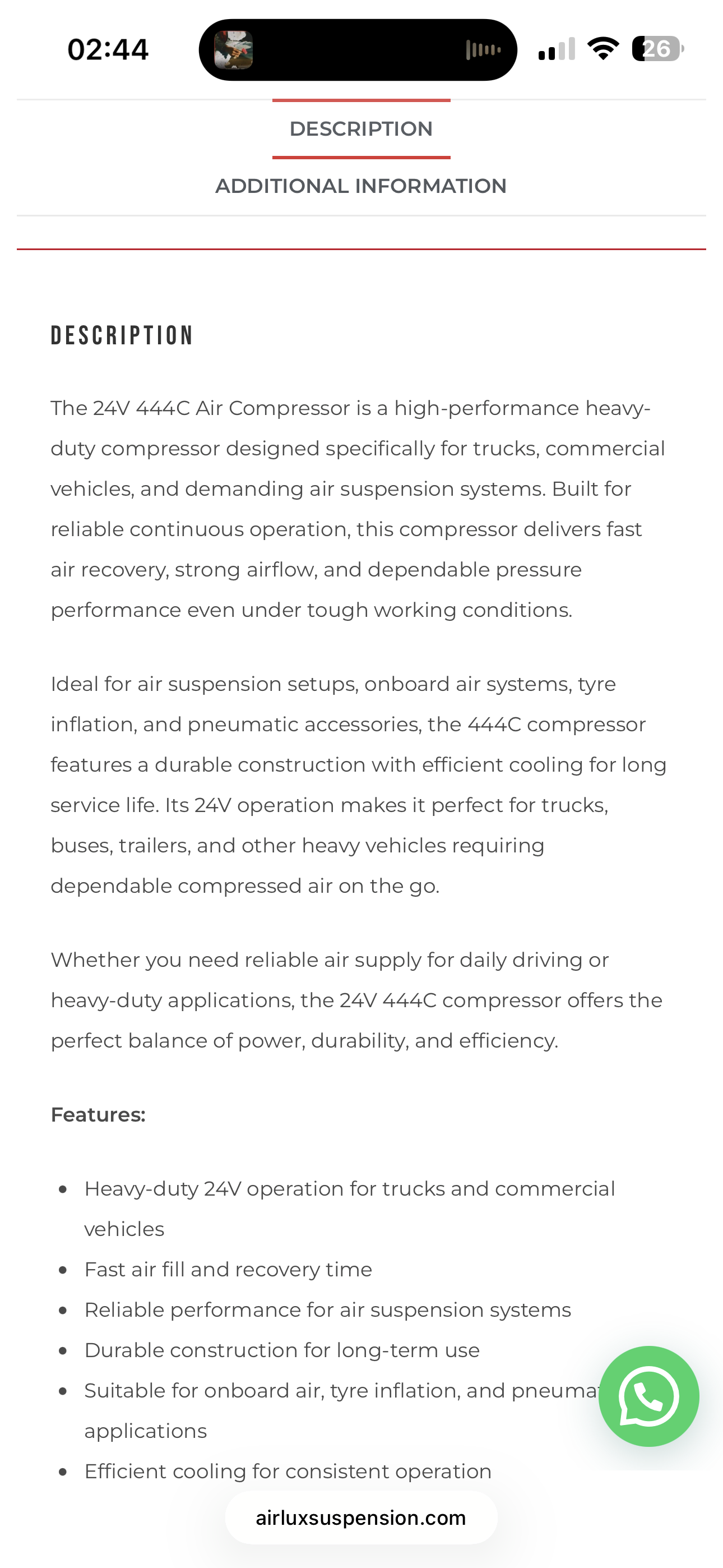24V 444C Air Compressor — 1/4″ additional view